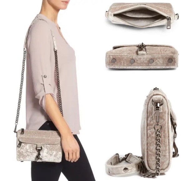 Rebecca Minkoff Mini MAC Velvet Crossbody Bag Tan - Picture 3 of 16